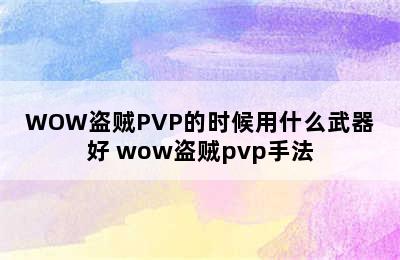 WOW盗贼PVP的时候用什么武器好 wow盗贼pvp手法